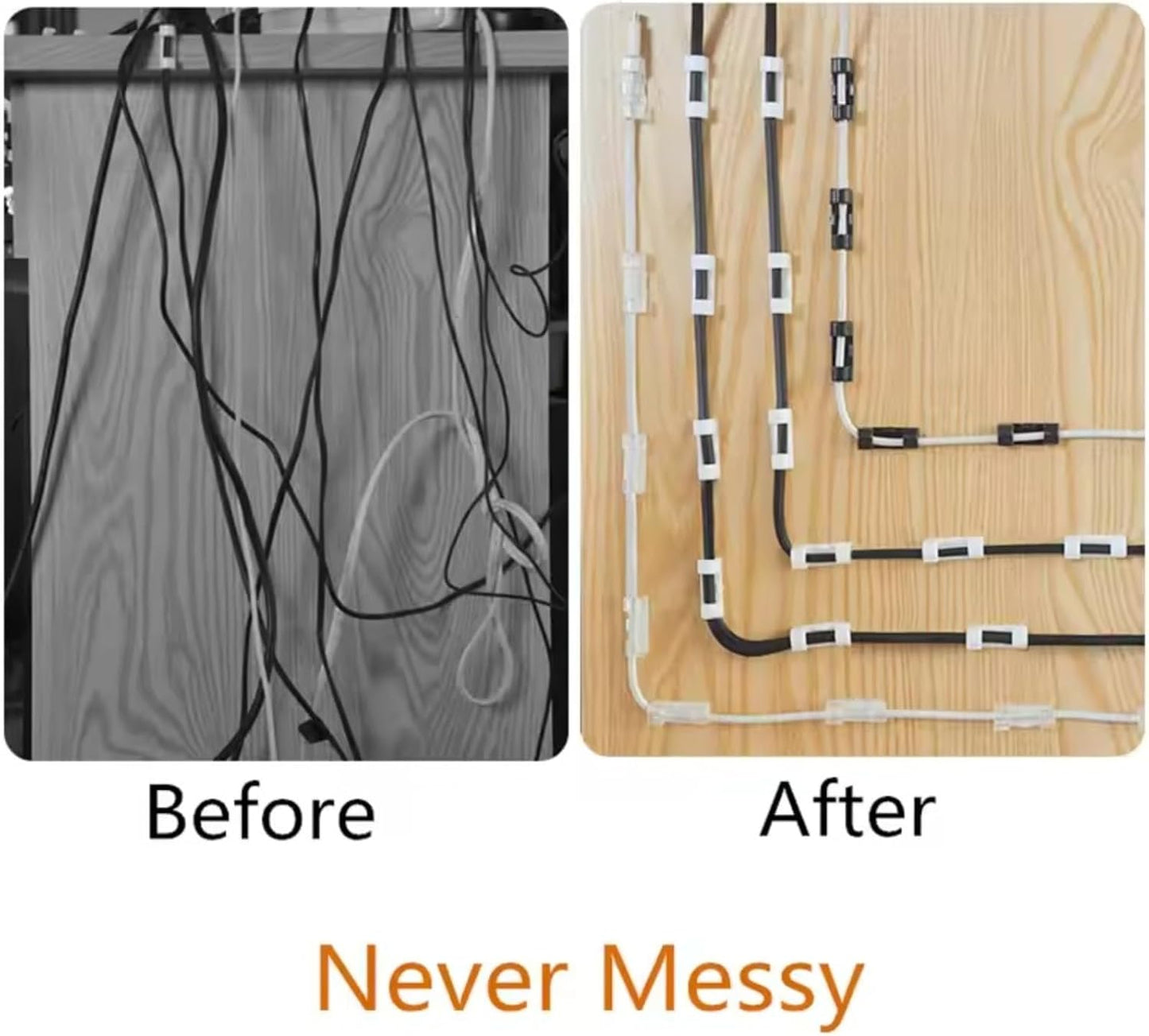 20 Pieces Strong Adhesive Cable Wire Management Clips - Self-Adhesive Cord Organizer Clamps for Wall, Under Desk, Car, Office & Home (Black)
