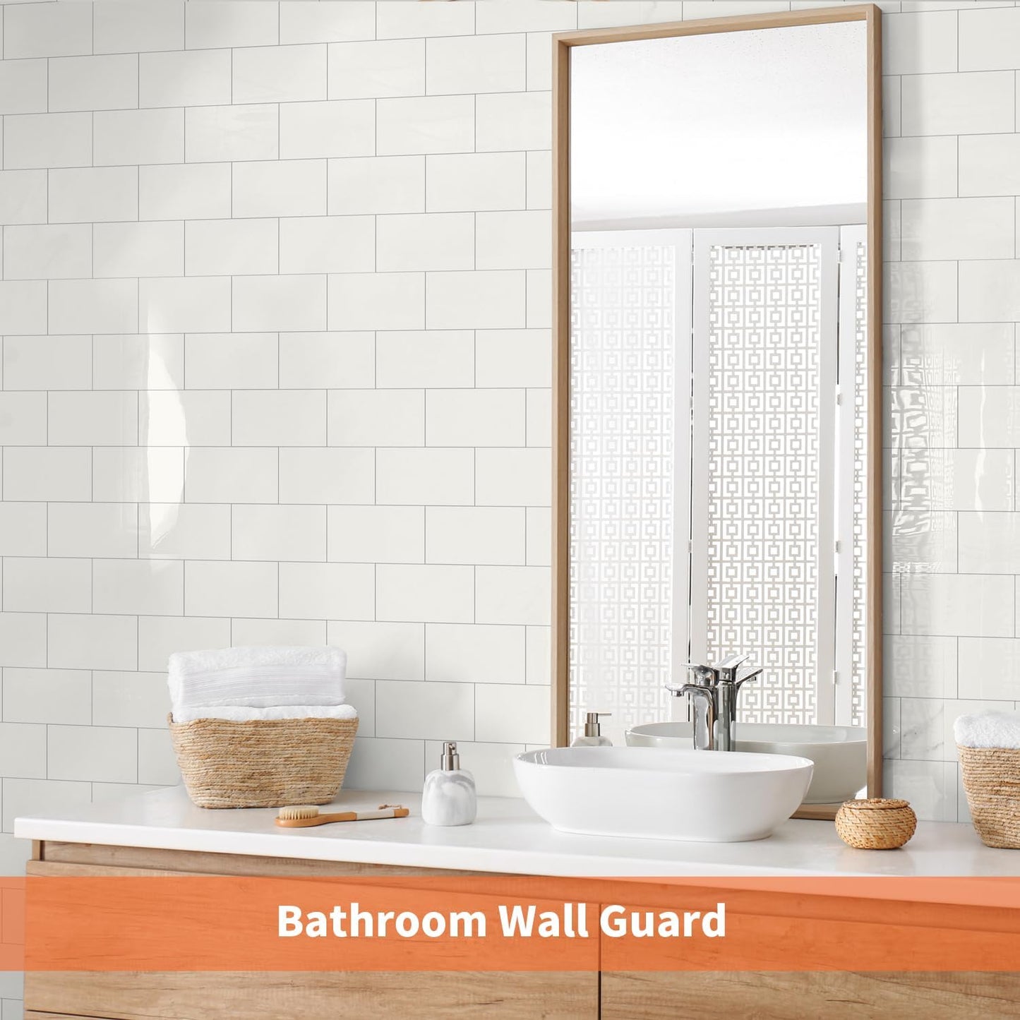 10- Sheet Polished White Peel and Stick Backsplash, 12’’Luxury PVC Ceramic Look Self Stick Subway Tiles, Waterproof Peel and Stick Wall Tiles for Kitchen and Bathrrom