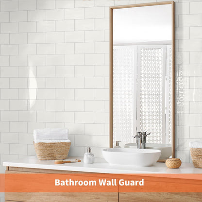 10- Sheet Polished White Peel and Stick Backsplash, 12’’Luxury PVC Ceramic Look Self Stick Subway Tiles, Waterproof Peel and Stick Wall Tiles for Kitchen and Bathrrom