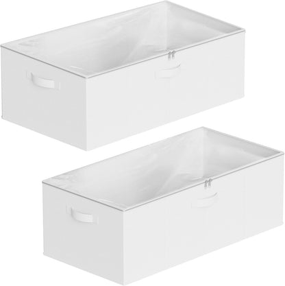 SpaceAid 2 Pack 10" High Under Bed Storage Containers, Large Underbed Storage Organizer Bins with Lids for Bedroom, Dorm, Clothes, Closet Organization, Bed Sheets and Blankets (Gray)