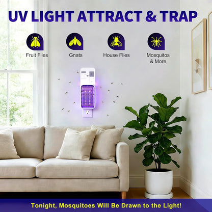 Upgraded Fruit Fly Traps for Indoors, Flying Insect Trap for Fruit Flies, Gnats, Plug in Bug Zapper Indoor with Dual-UV Lights & Trapping, Electric Grid & Glue Traps(1 Device & 5 Glue Boards)