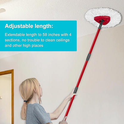 Mop Head Replacement, Base, Mop Handle for Ocedar RinseClean 2-Tank System, 2 Microfiber Mop Refills, Extendable Length 30-59" Mop Handle, Base and Scrubber for All Hard-surfaced Floor