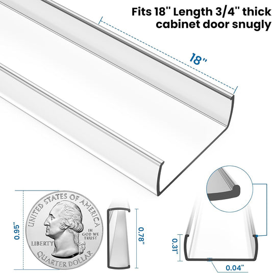 6 Pack 18" Length Cabinet Door Protector Edge Guard, 3/4" Thick Slip-On Cabinet Edge Protector, Plastic Edge Protectors for Kitchen Cabinet Trash Drawer, Clear