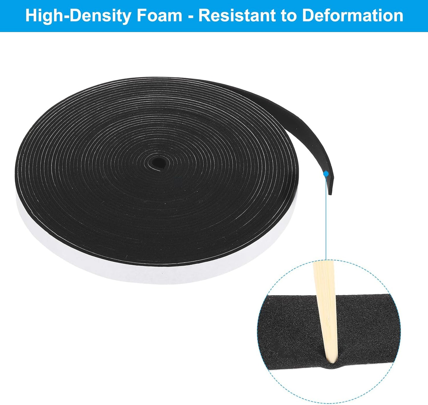 PATIKIL Weather Stripping Door Seal Strip, 3/8 Inch x 1/4 Inch x 32 Ft Self Adhesive Soundproof High Density Foam Tape Insulation for Door Window Air Conditioning, White - Colors B