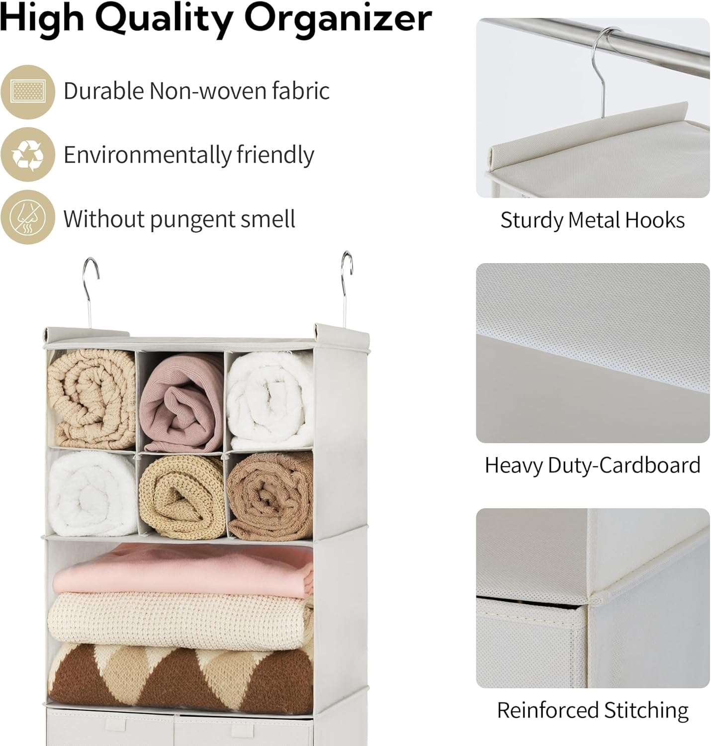 GRANNY SAYS 3-Shelf Hanging Closet Organizer and Storage, Collapsible Hanging Closet Shelves, Hanging Organizer for Closet & RV, Gray, 29 ½" H X 12" W X 12" D, 1-Pack