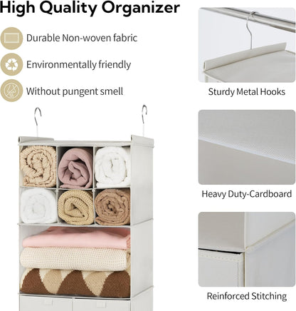 GRANNY SAYS 3-Shelf Hanging Closet Organizer and Storage, Collapsible Hanging Closet Shelves, Hanging Organizer for Closet & RV, Gray, 29 ½" H X 12" W X 12" D, 1-Pack