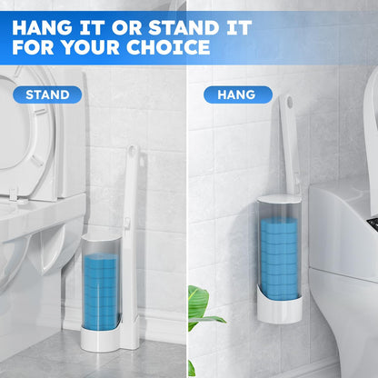 Disposable Toilet Brush 2 Pack - Toilet Bowl Cleaner, Toilet Bowl Brush, Each Toilet Wand with 10 PCS Brush Refills for Deep Bathroom Cleaning (2 Pack, White)