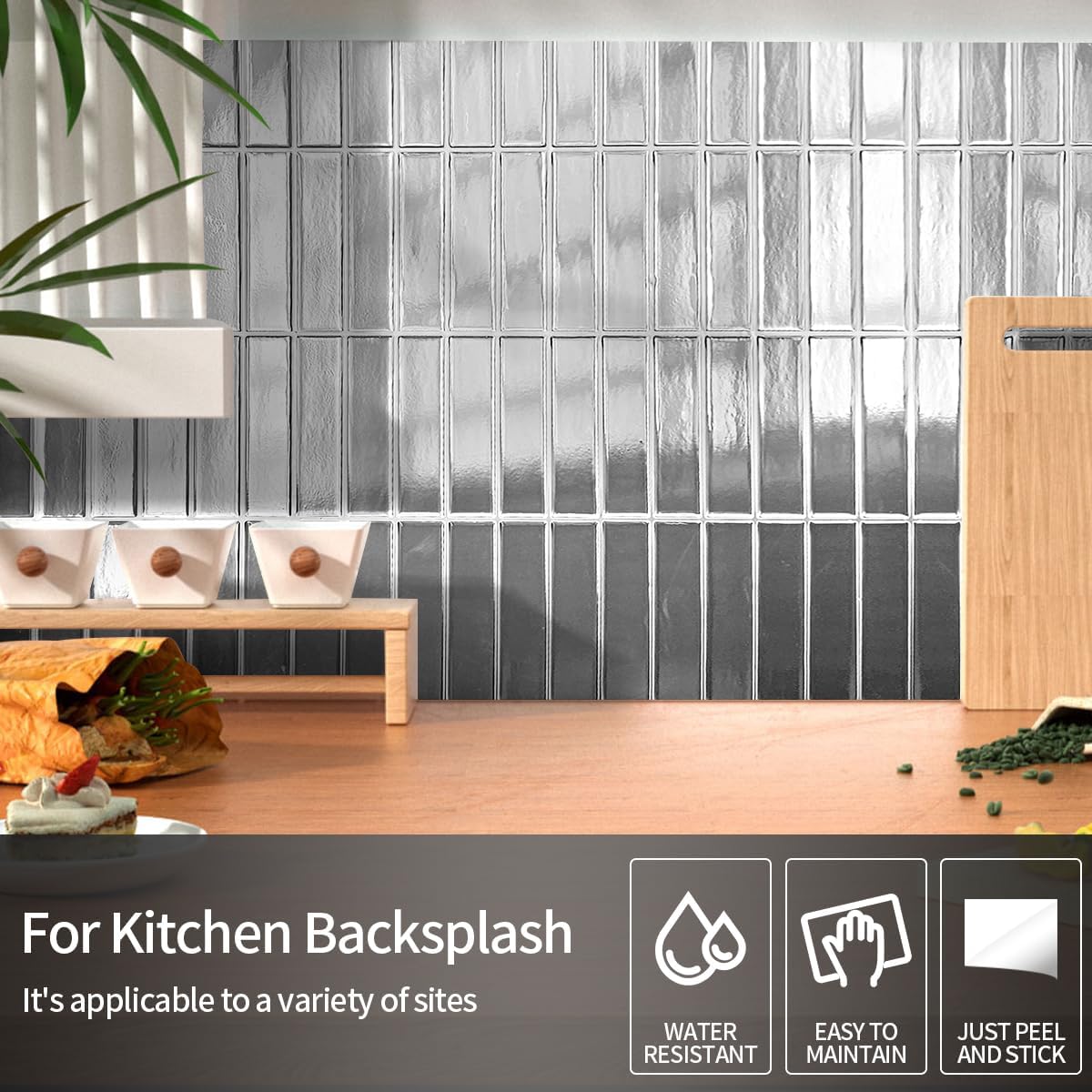 Peel and Stick Backsplash 3D Wall Tiles,Self-Adhesive,Oil Proof,Waterproof, Removable Wall Panels for Kitchen & Bathroom,Modern Design, Easy Install (10.7ft，12x9 inch,14 Pack) (Beige)