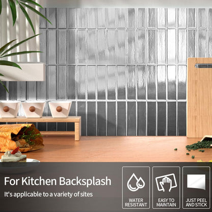 Peel and Stick Backsplash 3D Wall Tiles,Self-Adhesive,Oil Proof,Waterproof, Removable Wall Panels for Kitchen & Bathroom,Modern Design, Easy Install (10.7ft，12x9 inch,14 Pack) (Beige)