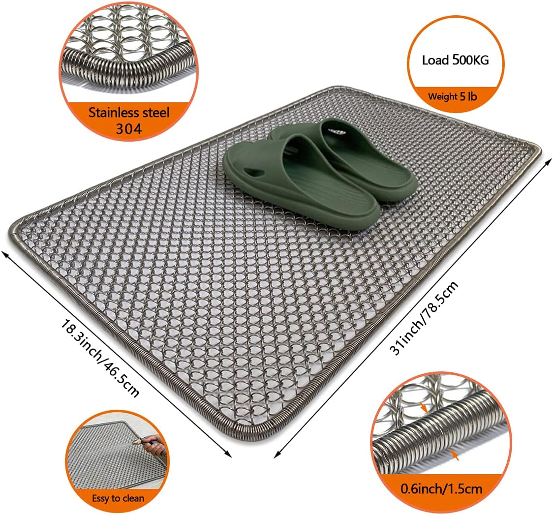 Metal Outdoor Entrance Door Mat, Waterproof, Odorless, Easy to Clean, All-Weather Outdoor Heavy Duty Scraper Door Mats for The Front Door of The House，18.5x31inch