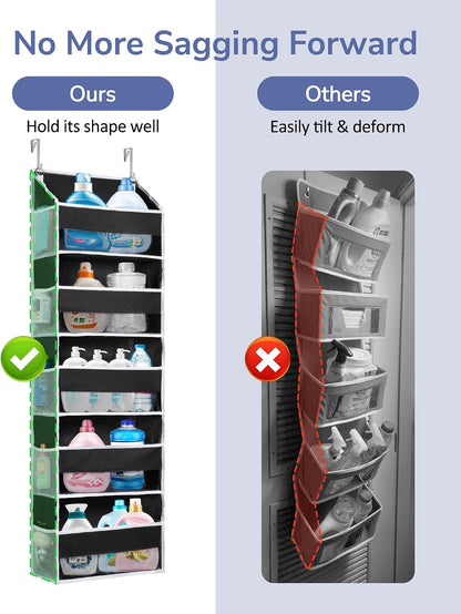 ULG Over the Door Organizer, 5-Tier Extra Large Hanging Storage with 10 Mesh Pockets, 100 lbs Capacity, Heavy Duty Door Organizer for Closet, Bedroom, Nursery Storage, Beige