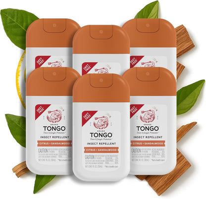 Grand Tongo DEET-Free Insect Repellent Spray, 12 Hour Mosquito Protection, Picaridin Pocket Pump Spray, 1 oz Travel Size, Citrus + Sandalwood, 3 Pack