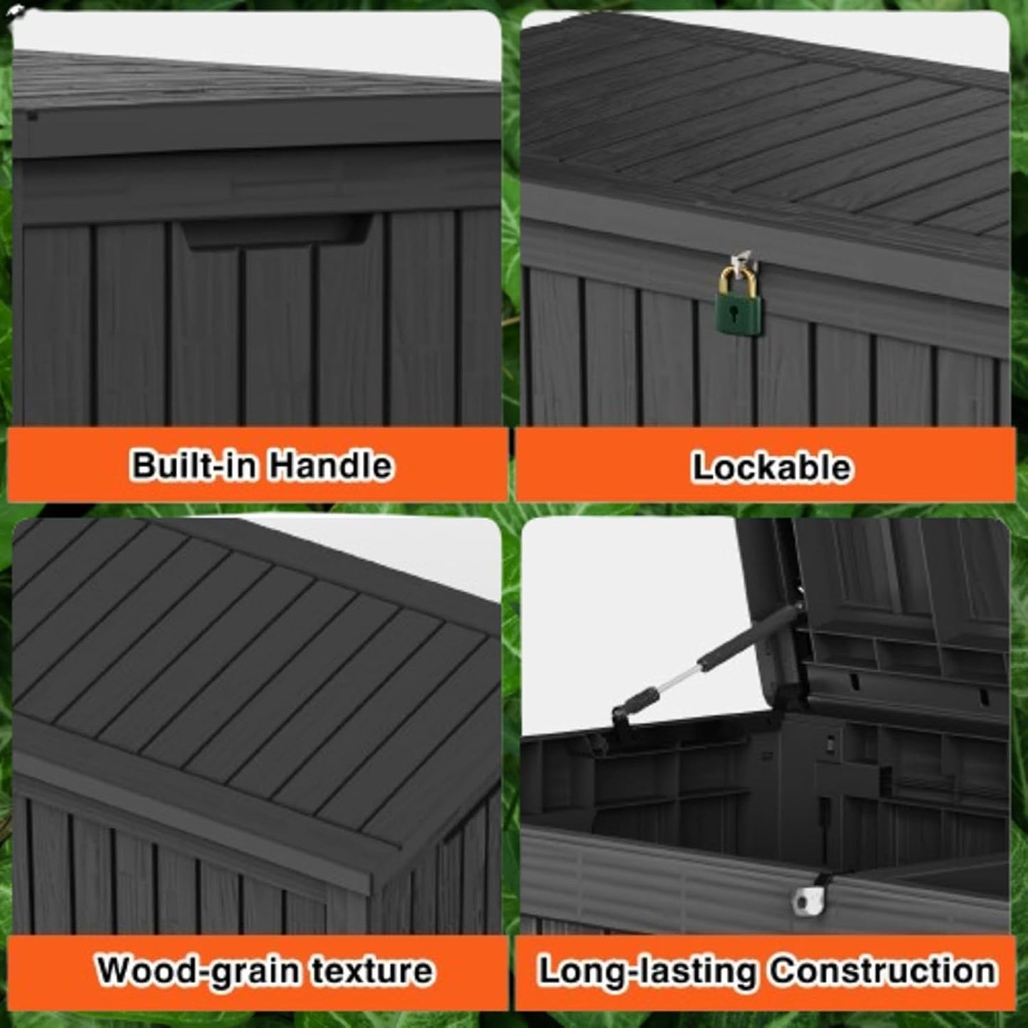 Outdoor Storage Box, 320 Gallon Waterproof Deck Box [Upgraded 3.0], Dual Gas-Spring Ultimate Resin Organizer for King Cushions, Heavy-Duty Lockable Estate Storage Bench, Backyard BBQ, Black