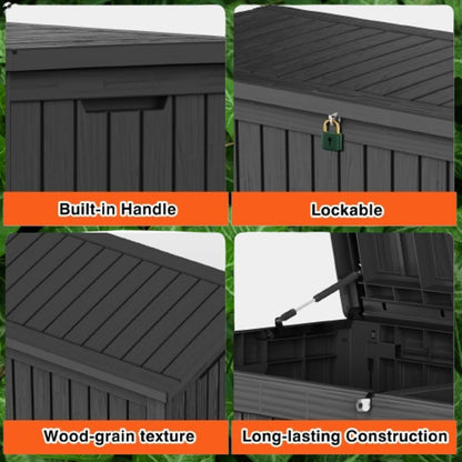 Outdoor Storage Box, 320 Gallon Waterproof Deck Box [Upgraded 3.0], Dual Gas-Spring Ultimate Resin Organizer for King Cushions, Heavy-Duty Lockable Estate Storage Bench, Backyard BBQ, Black