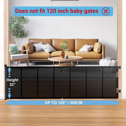 HAMOPY Retractable Baby Gate, 33" Tall, Extends up to 55" Wide, Durable Auto-Lock Baby Gates for Stairs, Mesh Dog Gate and Child Safety Gates for Doorways, Hallways, Indoor, Outdoor(Black)
