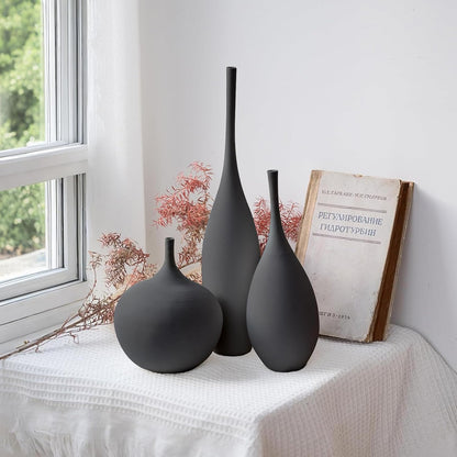 Relexome White Ceramic Vase Modern Boho Wabi-Sabi Flower Vase Set of 3 Decorative Aesthetic Vases for Centerpieces Pampas Matte Minimalist Vases for Living Room Table Shelf Home Decor Gift