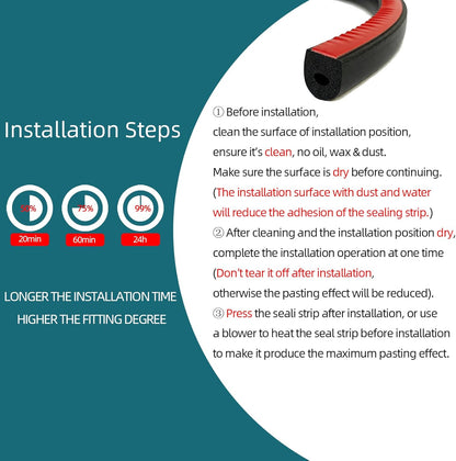 D Shape EPDM Foam Rubber Seal with Tape, Self-Adhesive Rubber Weather Stripping for Boat, Auto, RV, Marine, Garage Doors/Window and More, W:0.5"; H:0.5"; L:26Feet