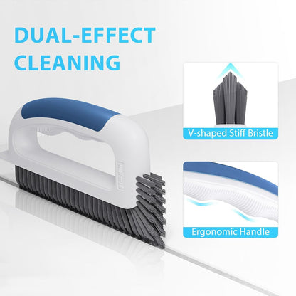 Lumkew Grout Cleaner Brush for Floors Tile Corner, V Shape Stiff Scrubber Cleaning Bathroom Shower, Blue,1 Pcs