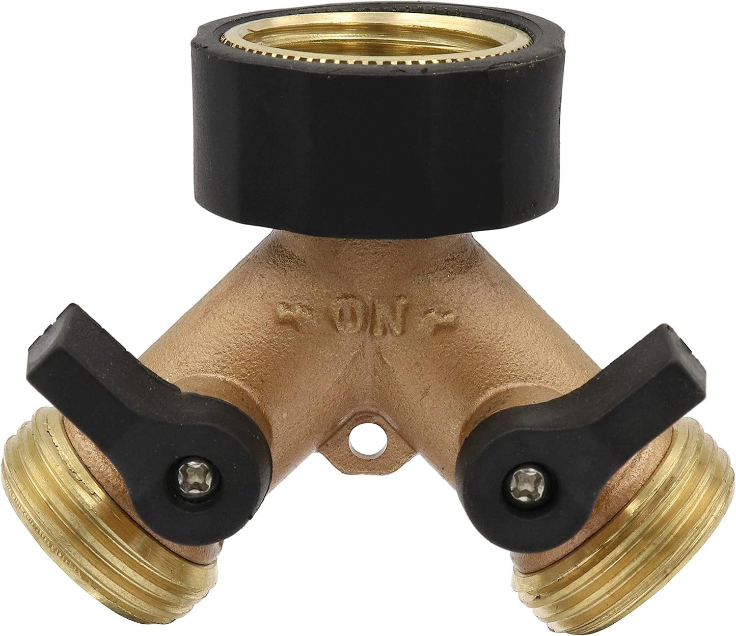 LBY 4 Way Brass Hose Splitter, 3/4" Hose Faucet Manifold, Garden Hose Connector, Tap Splitter, Solid Brass (Golden Yellow)