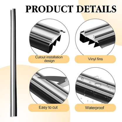 2 Pcs 36 Inch 90CM Exterior Door Sweep with Vinyl Fins, Under Door Weather Stripping Seal for Exterior Doors with Kerf Track, Replacement Bottom Door Seal Strip, Draft Stopper & Rodent Proof