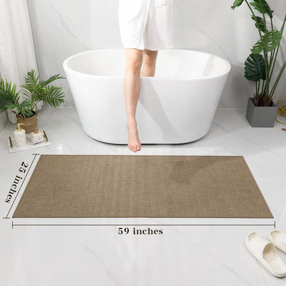 chakme Bathroom Rugs Mat 24x17, Ultra Thin Non Slip Bath Mat Small Quick Dry Absorbent Bath Mat for Bathroom Floor, (Dark Beige, 24"x17")