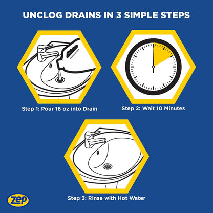 Zep 10 Minute Drain Opener Gel 64 Ounce - ZHCR64NG - Commercial Strength, Fast Acting and Safe for All Pipes
