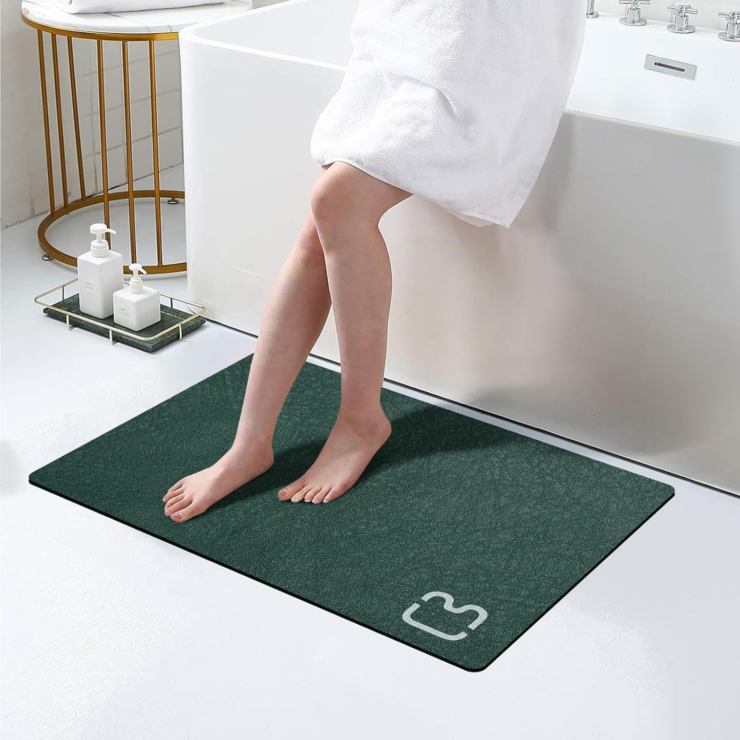 Diatomaceous Earth Bath Mat Rugs Super Absorbent Diatomite Stone Bath Mat Non Slip Quick Dry Thin Bathroom Mat Fit Under Door, Floor Rugs in Front of Bathtub, Shower Room, Sink,15.7"x23.6", Grey