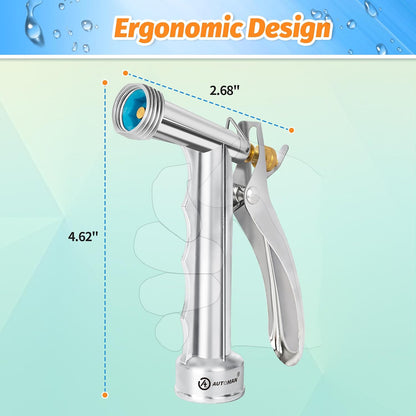 AUTOMAN Full Size Garden Hose Nozzle 2 Pack, High Pressure Pistol Grip Water Nozzle Sprayer with Threaded Front, Adjustable Spray Water Flow for Washing Car, Cleaning Ground, Watering Plants