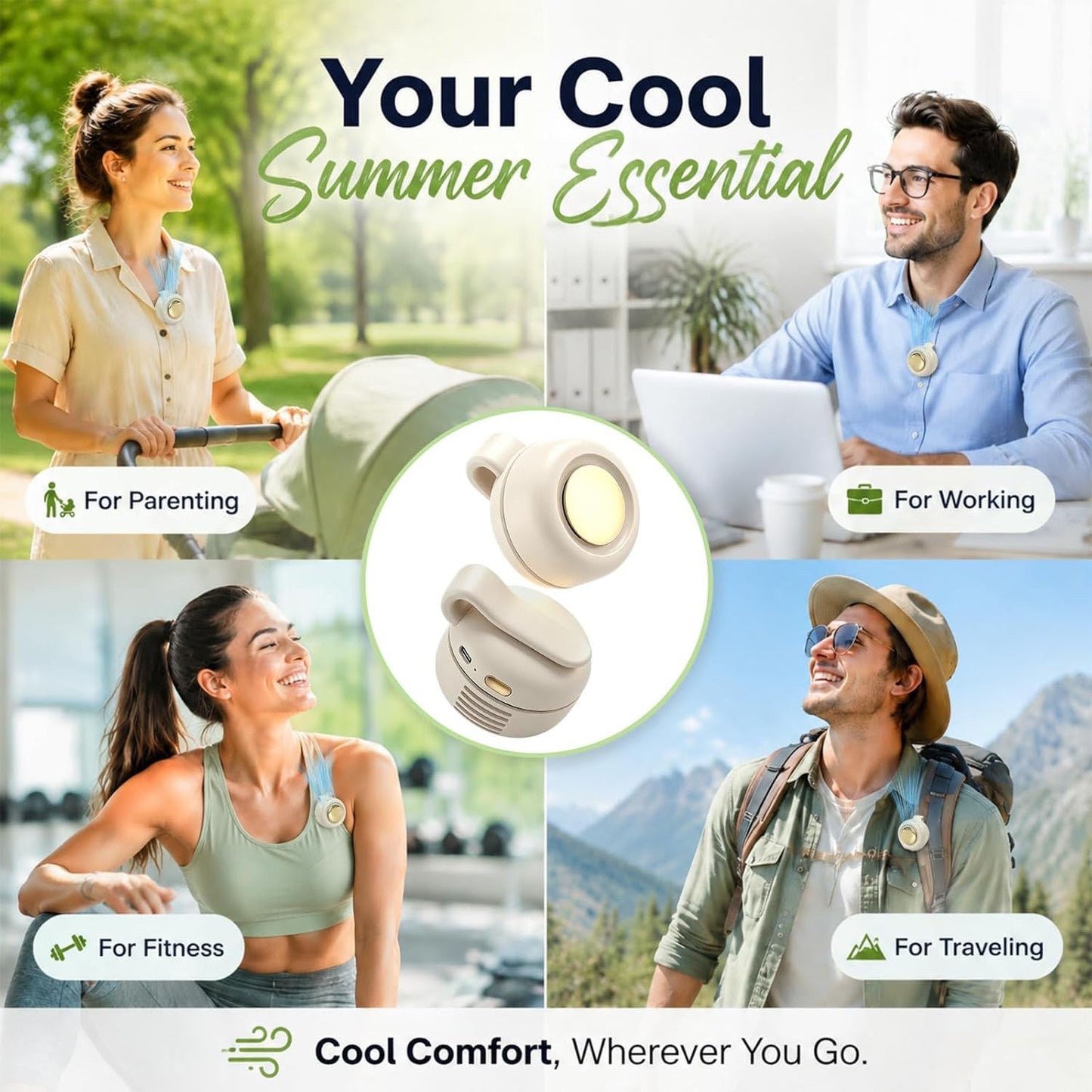 Clip On Fan, Portable Silent Mini Bladeless Personal Fan, 3-Speed 360° Rotatable Small Clip Fan for Shirt Waist, Hands-Free Wearable Fan for Outdoor Travel Office