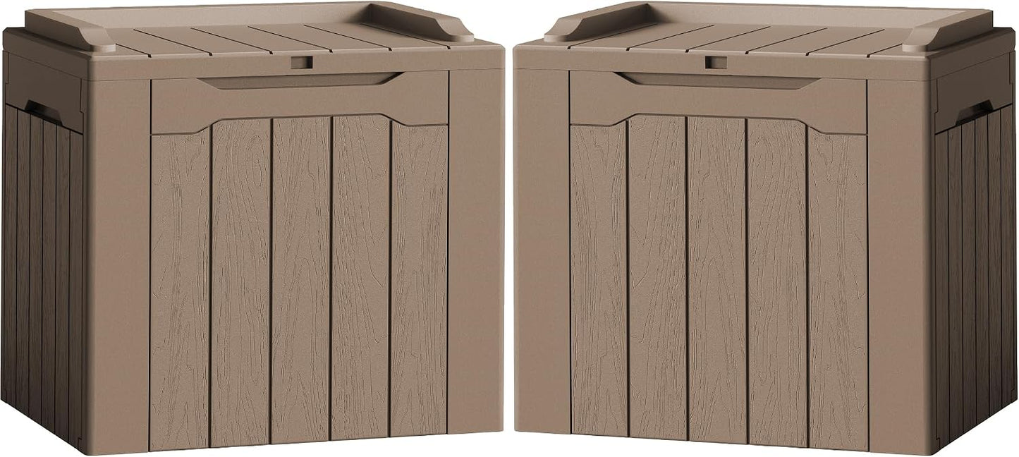 Flamaker Outdoor Storage Box 80 Gallon Resin Waterproof Deck Box Delivery Box with Wood Texture Large Storage Bin for Patio Cushions, (Grey)