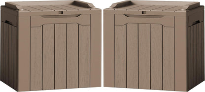 Flamaker Outdoor Storage Box 80 Gallon Resin Waterproof Deck Box Delivery Box with Wood Texture Large Storage Bin for Patio Cushions, (Grey)