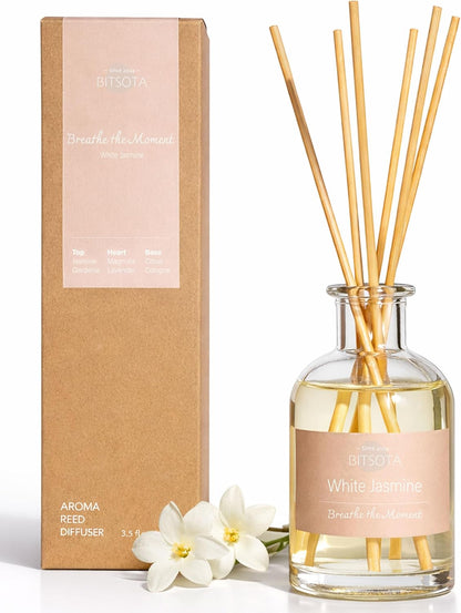 Natural Reed Diffuser Set, Fresh Lemon 3.52 oz (100ml) Scented Diffuser with Sticks Home Fragrance Reed Diffuser for Bathroom Shelf Decor, Ideal Gift for Woman
