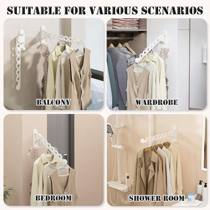 Wall Mounted Clothes Hanger Drying Folding Racks | Full 180° horizontal & vertical pivot