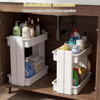 GOFLAME 4-Tier Rolling Utility Cart, Multifunctional Slim Storage Trolley with Detachable Trays and Wheels, Mobile Shelving Unit Organizer for Kitchen, Living Room and Bathroom (20” × 5” × 40”)