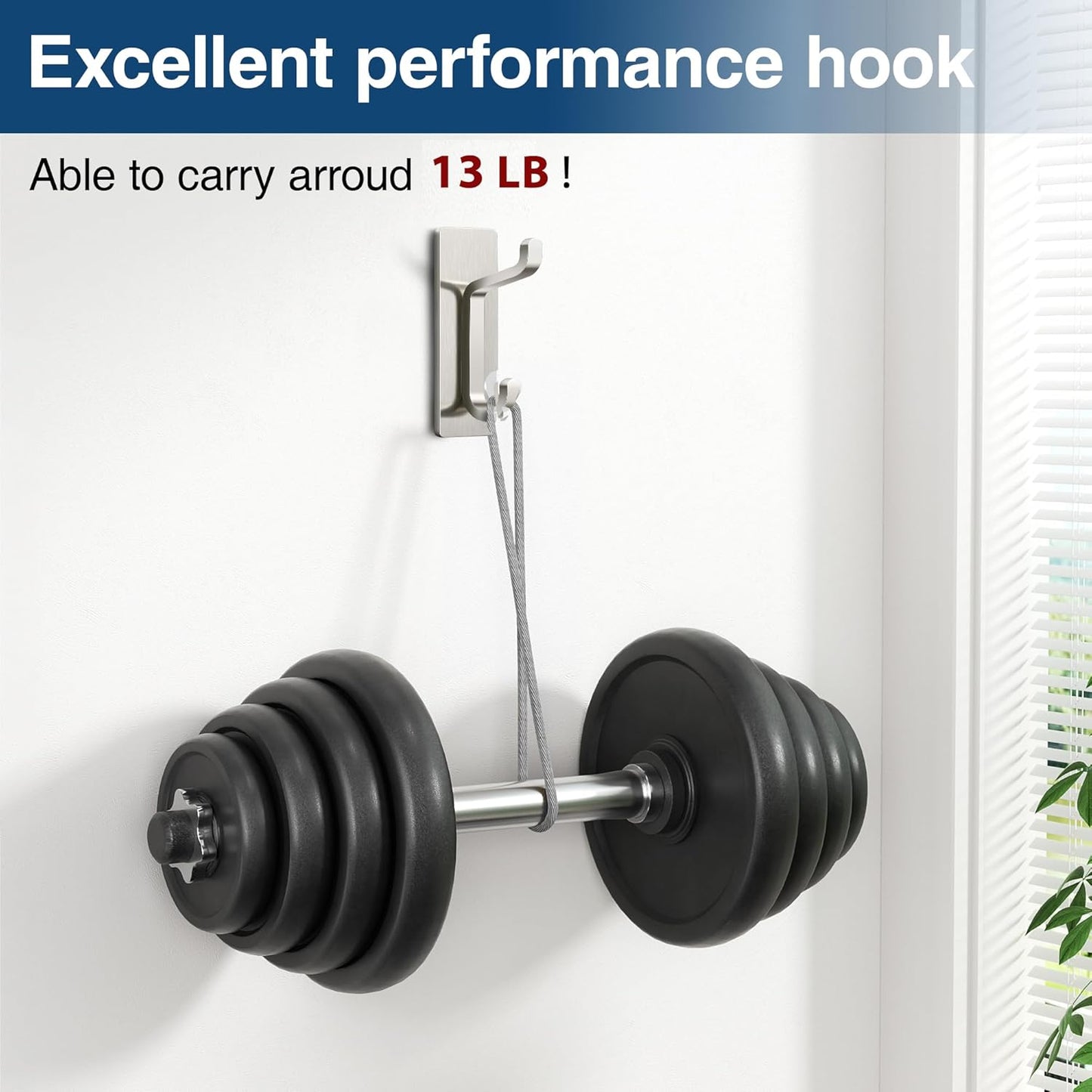 pickpiff Wall Hooks for Coat and Towel: 13LB Strong Adhesive Door Hanger Stick on, White 4 Pack