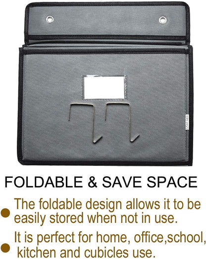 Over the Door Hanging File Organizer 5 Extra Large Pockets Wall Hanging File Folders Organizer Holders,Home Office Supplies Storage Pocket Chart for Paper Mails Planners Notebooks,Gray