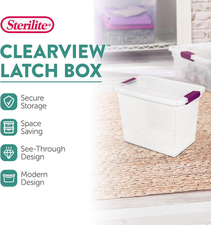 Sterilite 8-Pack 60 Quart ClearView Latch Box, Wheeled Underbed Organizer Bins with Latching Lids - Clear Plastic Organization Containers for Closet, Bedroom, Shelving Units and Everyday Home Storage