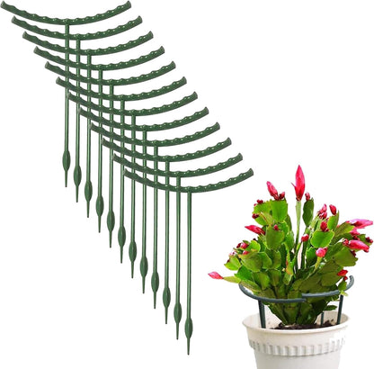 Mwellewm 10 Pack Plant Support Plant Stakes Metal Half Round Search Support Ring Small Plastic Cage Holder Short Stem Flower Pot Climbing Trellis for House Flower Vegetable Indoor Leafy(5.7 x 5.9nch)