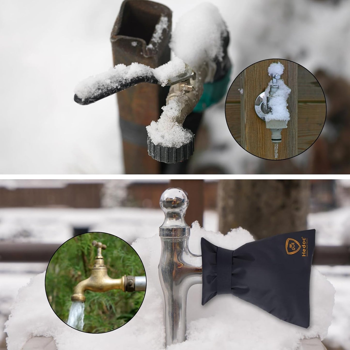 Hedoc Pro Outdoor Faucet Covers for Winter Freeze Protection, 4 Pack 6'' W x 8.2'' H Winter Faucet Insulation Cover Socks, Hose Bib Covers for Winter (Faucet Cover 4 Pack)