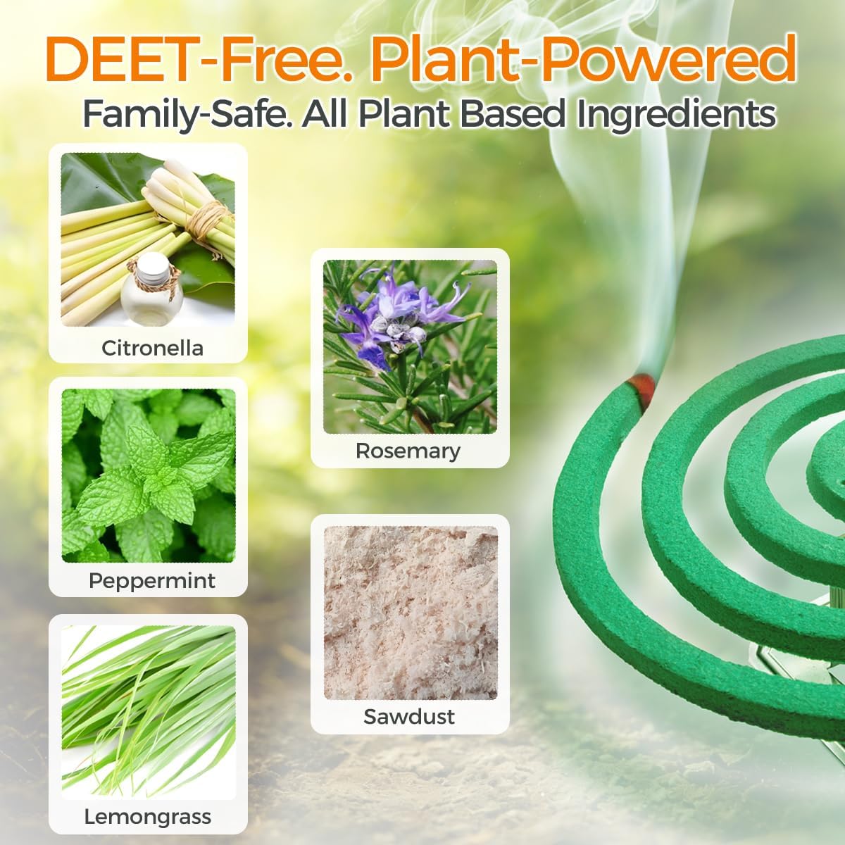 20 Pack Mosquito Repellent Coils, Natural Citronella Incense for Patio & Outdoor - 7 Hour Long Lasting Bug Repellent for Yard, Camping & Deck - Plant Based Insect Control with 1 Holder 2 Stands