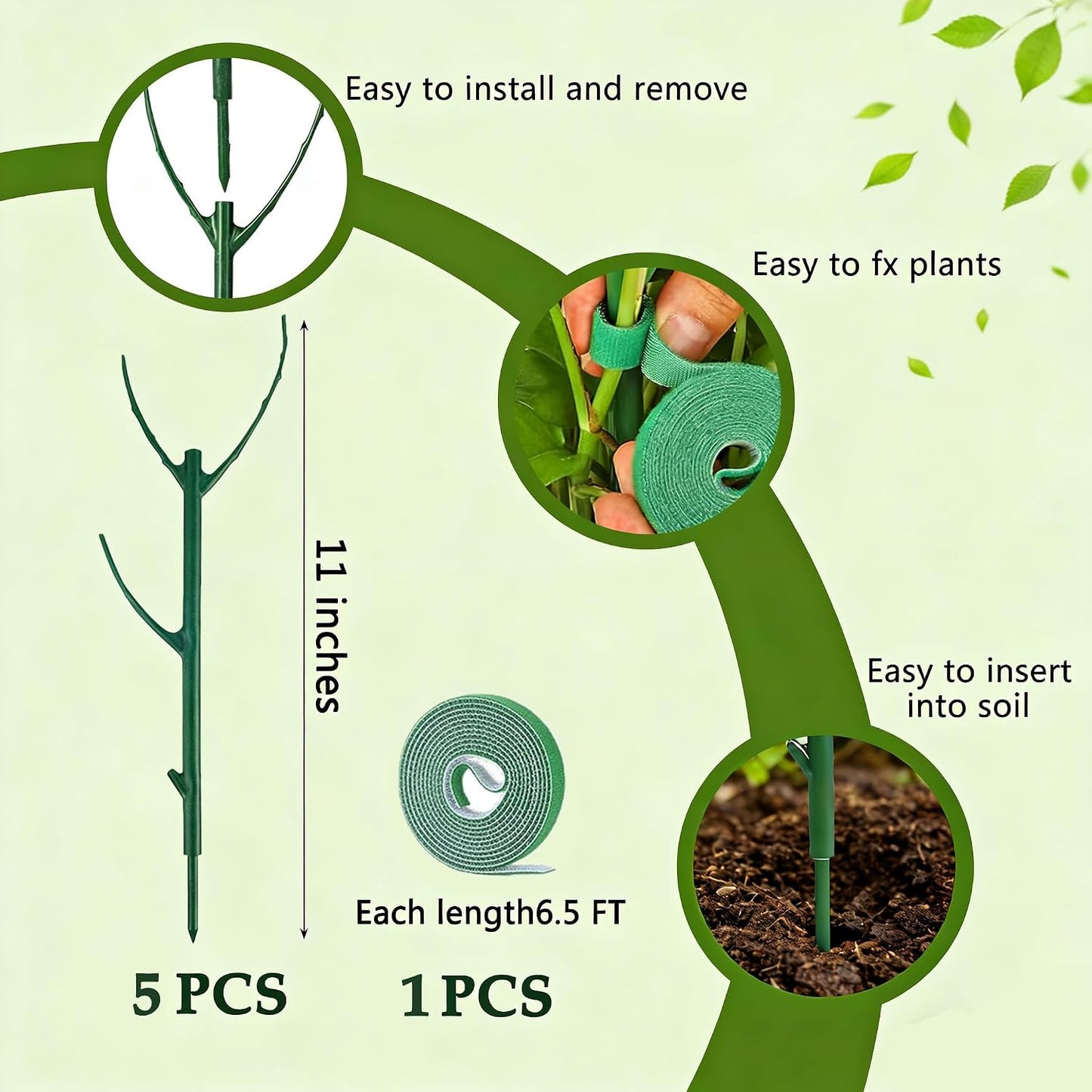 10PCS Monstera Plant Support, Stackable Plant Stakes for Indoor Plants, Plant Sticks Support Tall for Climbing Potted Plants