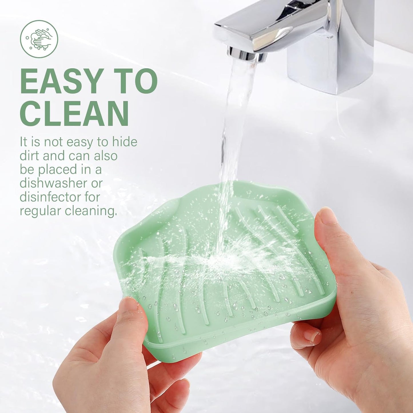 Silicone Soap Dish with Drain, SAISN Kitchen Soap Tray for Shower 2 Pack Self Draining Soap Dish Soft Bathroom Soap Holder for Kitchen Sink Flexible Portable Soap Saver, White