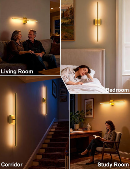Battery Operated Wall Sconces Set of 2: 10000mAh Rechargeable Wall Lights with Remote, 360° Rotate 3000K-6000K LED Wireless Wall Light Fixtures Decor for Bedroom Living Room Hallway Picture Lighting