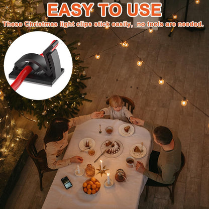 Tendiren 30PCS Hooks Heavy Duty Cable Clip Hangers with Adhesive Strips, Waterproof for Outdoor String Lights