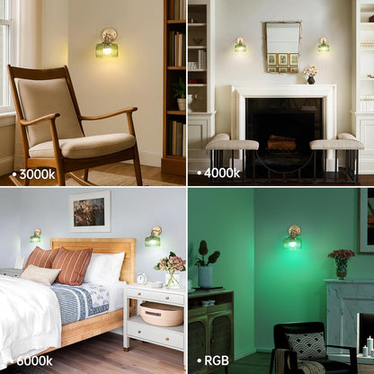 Shenmoyl Vintage Battery Operated Wall Sconce with Clear Striped Glass Lampshade 5000 mAh Rechargeable Battery Powered Wall Light with Remote Control for Bedside Bedroom Doorway, Set of 2