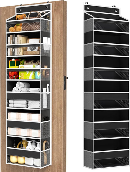 6 Tiers Over The Door Organizer, Heavy Duty Hanging Organizer Storage with Large Capacity Pockets, Behind Door Storage Hanging Shelves for Closet Wall Bathroom Bedroom Nursery Pantry, 1 Pack Grey