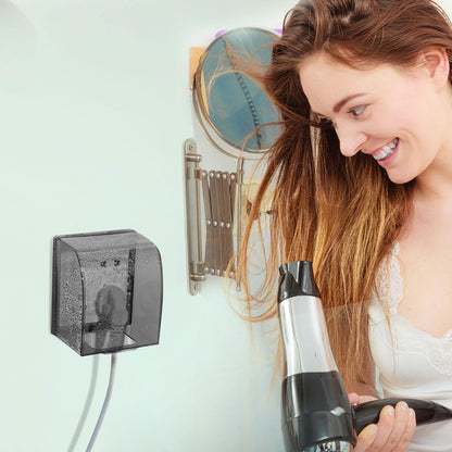Outlet Covers Box: Clear Plastic Indoor Waterproof Electrical Outlet Cover Plug Baby Proof Receptacle Protector for Home Kitchen Bathroom Hotel Wall, Self Adhesive, Easy Install