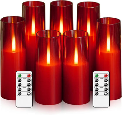 kakoya Flameless Candles Upgraded Realistic Flickering Flame,Battery Operated LED Candles with Remote Timers,Acrylic Electric Candles Set of 3(D 3" xH 4" 5" 6")（Grey）