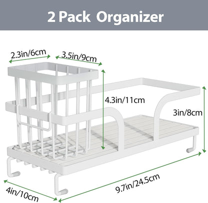Sponge Holder for Kitchen Sink,Sink Caddy Organizer With Stone Drying Tray, Stainless Steel Kitchen Countertop Organizer for Sponge Soap Dispenser Black