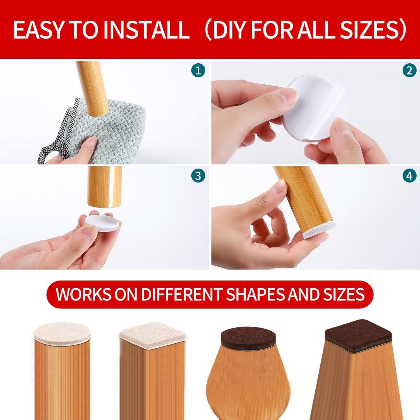 Ezprotekt Felt Furniture Pads for Hardwoods Floors, 440 PCS Self Adhesive Felt Pads for Chairs, Cuttable Anti-Scratch Furniture Feet Floor Protectors for Chair Sofa Bed Table Cabinet (Black)